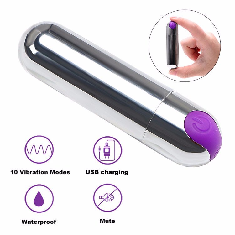 Mini 10 Speed Usb Rechargeable Waterproof Sex Toy Silicone Quite Shiny Mini Metal Anal Bullet Vibrator Anal For Women