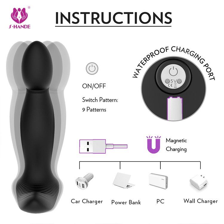 S-HANDE Hot Sale Electric Anal Sex Toys Prostate Massager Vibrator Anal Plug For Women Men Couple