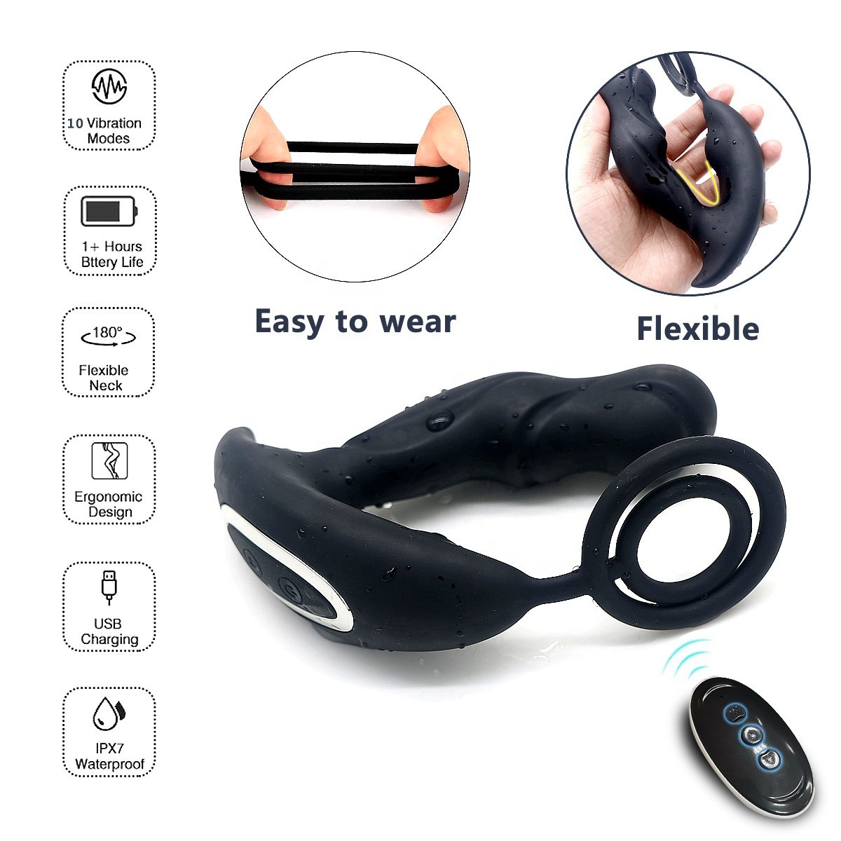 Remote Control Masturbator Penis Cock Ring Strapons Anal Plug Prostate Vibrating Massager Sex Toys for Man