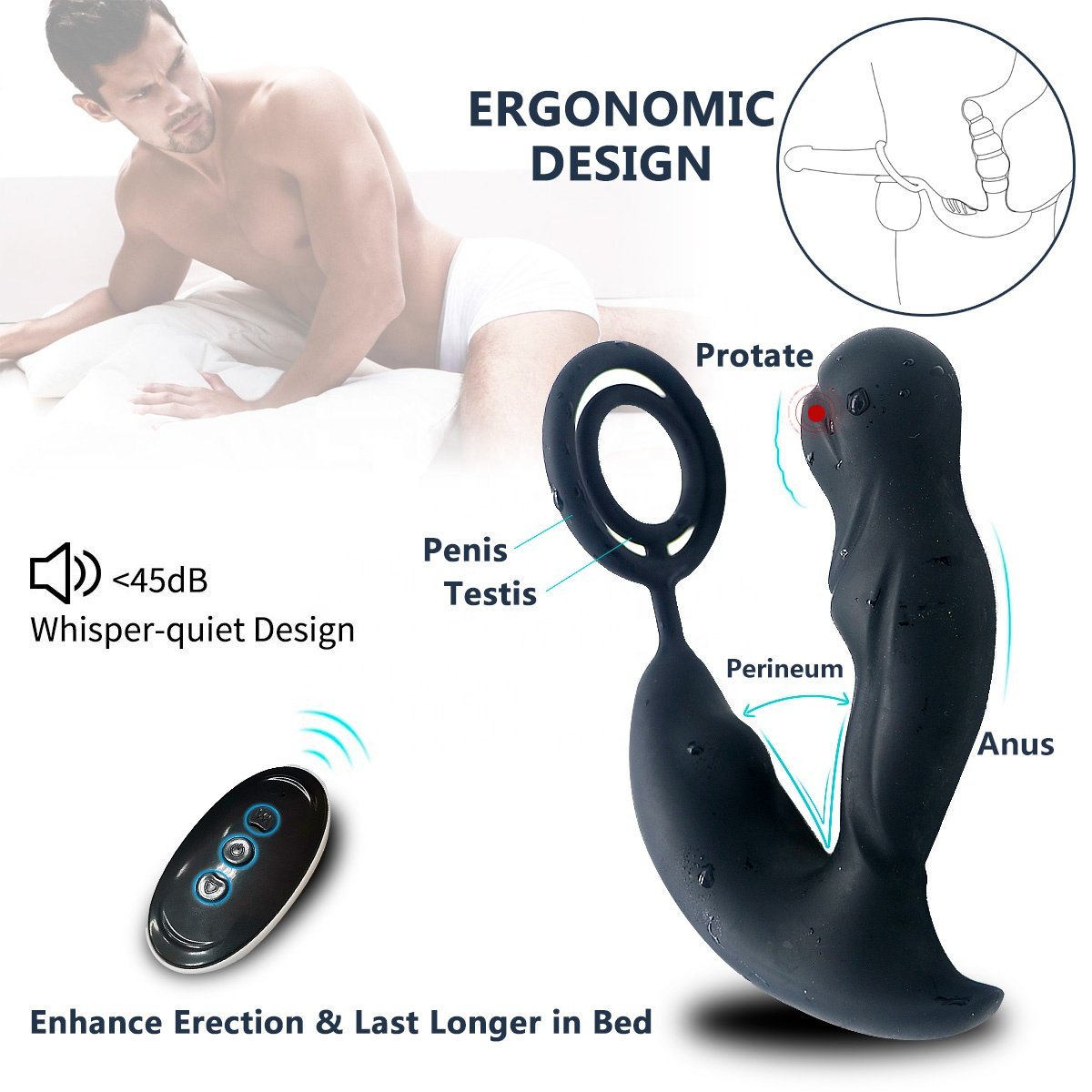Remote Control Masturbator Penis Cock Ring Strapons Anal Plug Prostate Vibrating Massager Sex Toys for Man