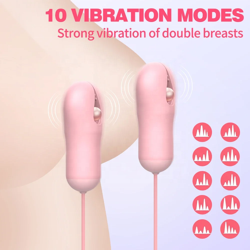 Vibrating Nipple Clamp Breast Massage Female Masturbation Stimulate Clit Adult Games Sex Toys For Women Couples Nipple Vibrator