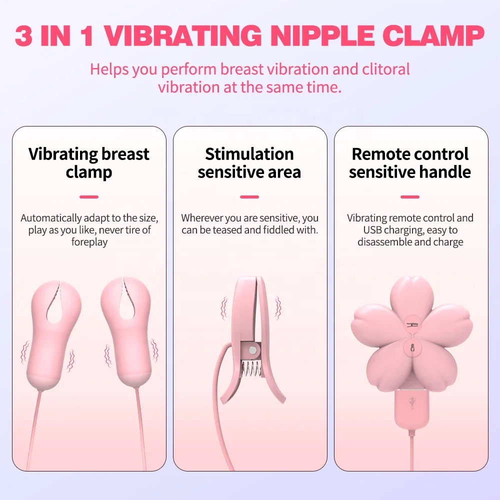 Vibrating Nipple Clamp Breast Massage Female Masturbation Stimulate Clit Adult Games Sex Toys For Women Couples Nipple Vibrator