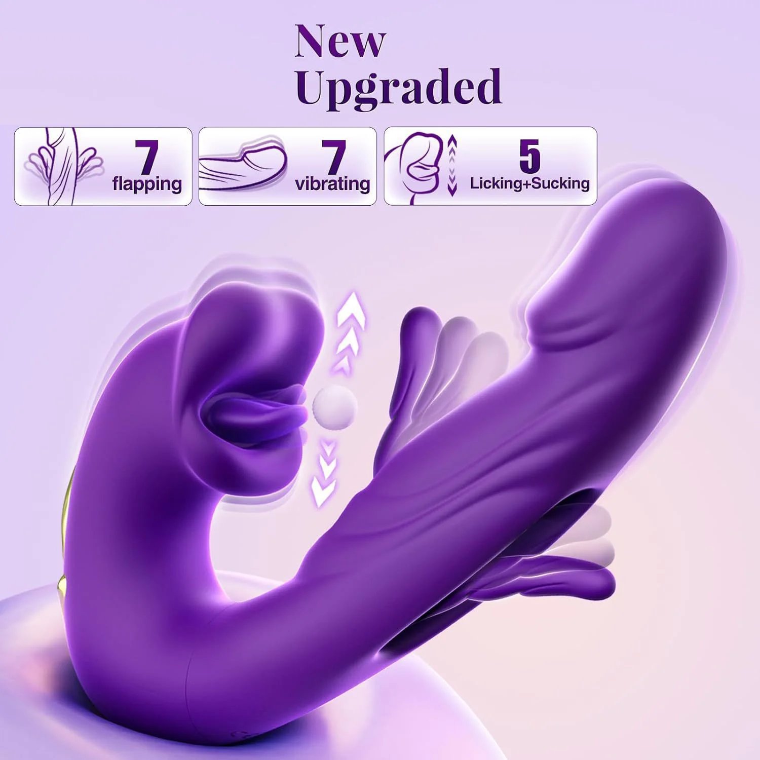 3 IN 1 Tongue Licking Flapping G Spot Clitoris Massage Vibrator Vibrating Dildo Anal Butt Plug Adult supplies Toys for Women
