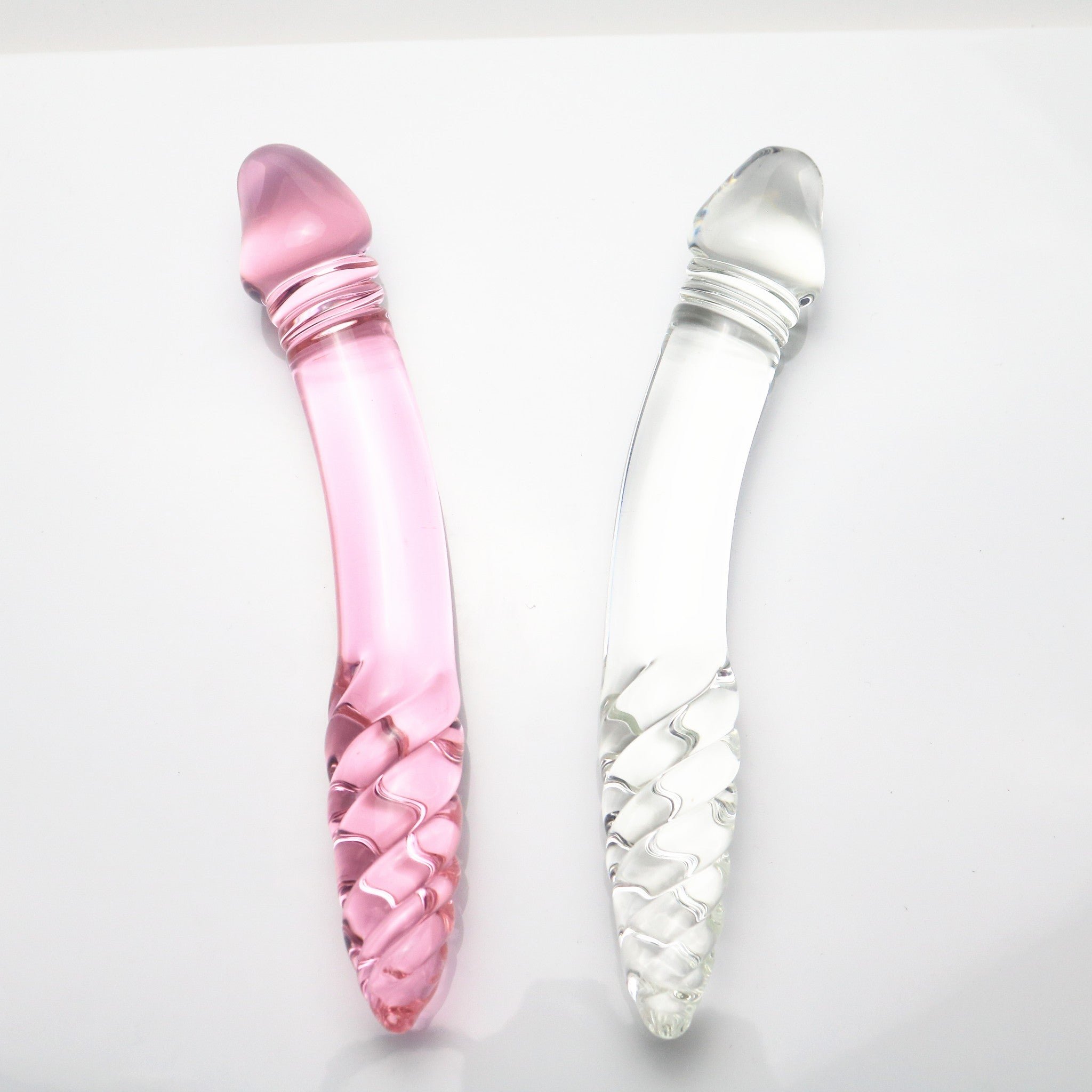 Fetish Adults Sex Toys Vaginal Stimulation Double Ended Transparent Pink Crystal Glass Dildo Anal Butt Plug For Gay Man Lesbian