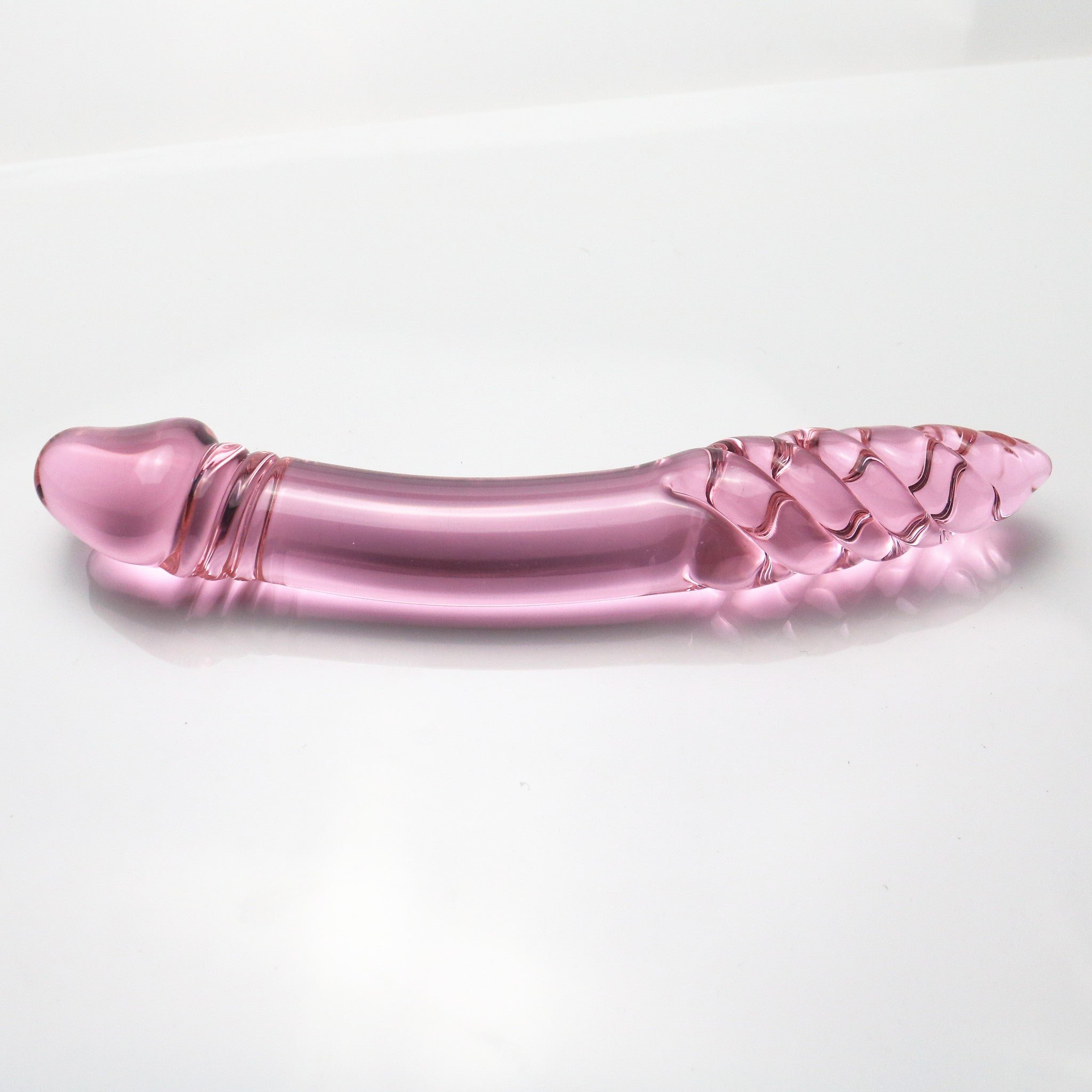 Fetish Adults Sex Toys Vaginal Stimulation Double Ended Transparent Pink Crystal Glass Dildo Anal Butt Plug For Gay Man Lesbian