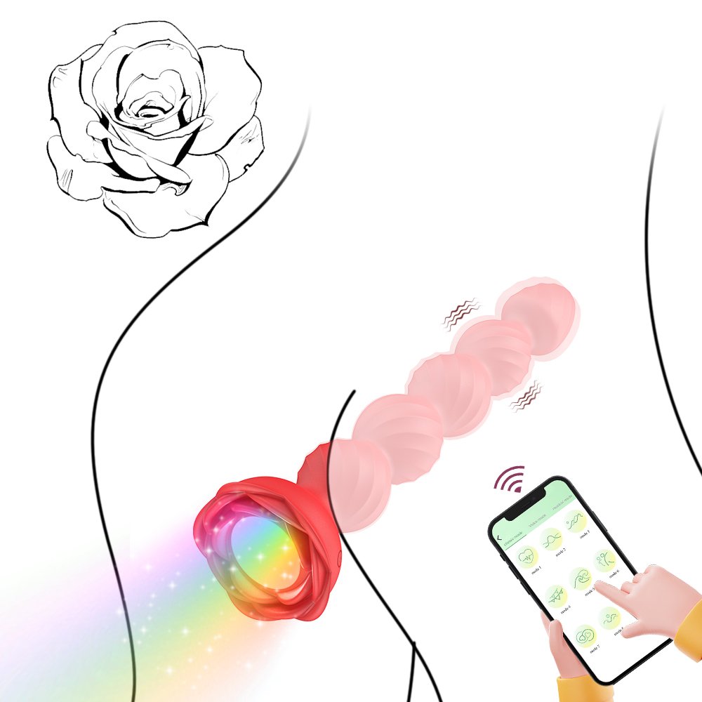 Aizhilian Haili Colorful Luminous Anal Plug Remote Control Rose Beads Anal Plug Prostate Masturbation Vibrator