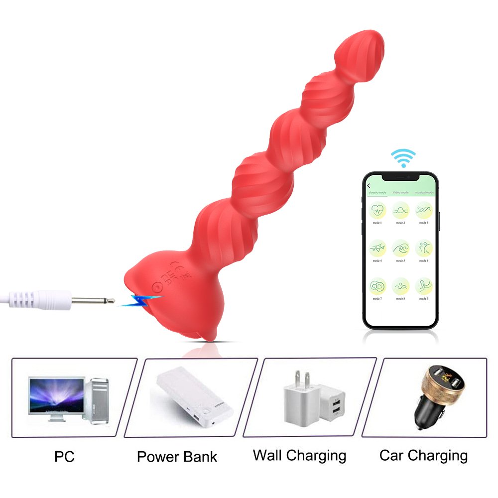 Aizhilian Haili Colorful Luminous Anal Plug Remote Control Rose Beads Anal Plug Prostate Masturbation Vibrator