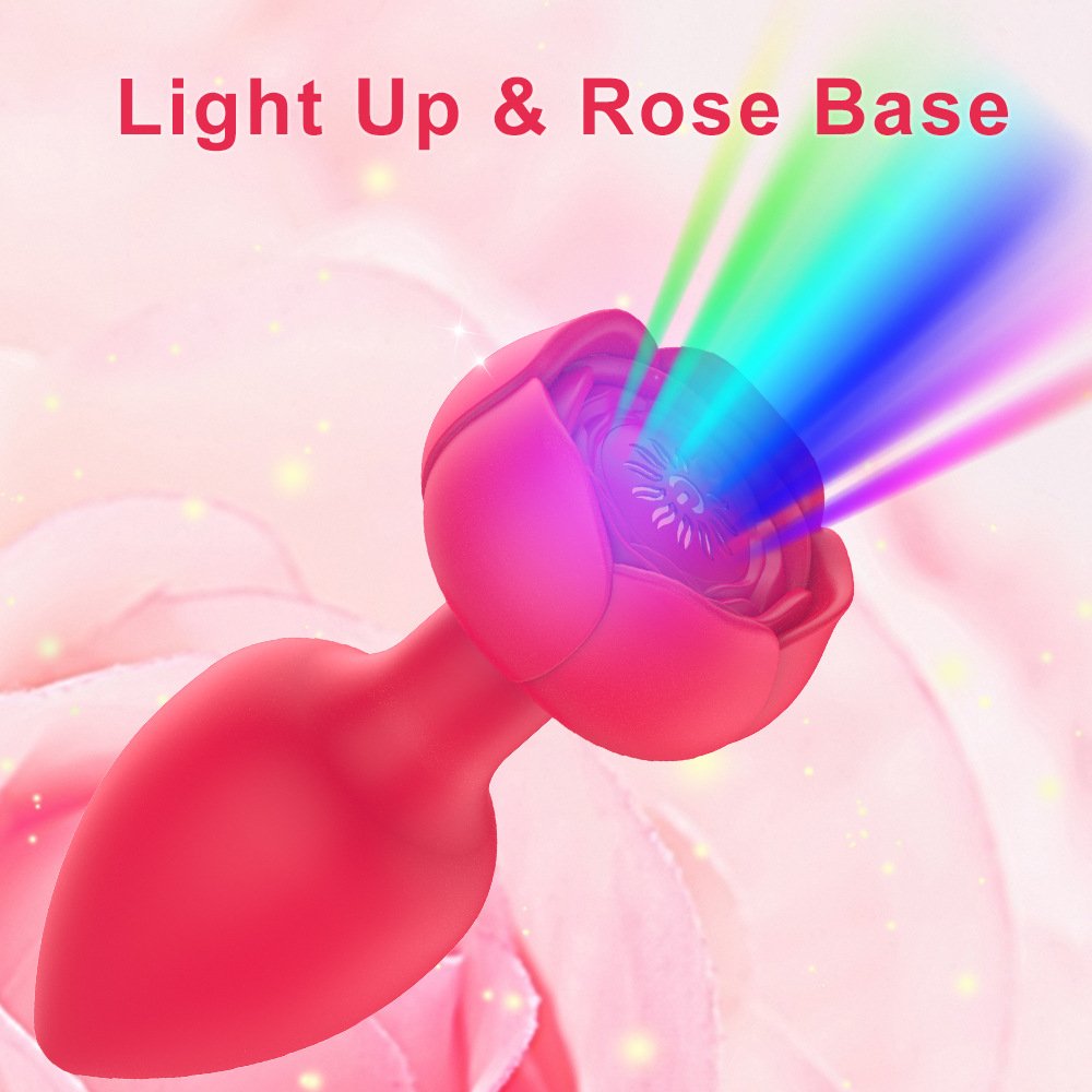 Silicone RC Light Rose Wearable Anal Plugs Training Prostate Massage Rosa butt Plug Adult Sex Toys for Men Women