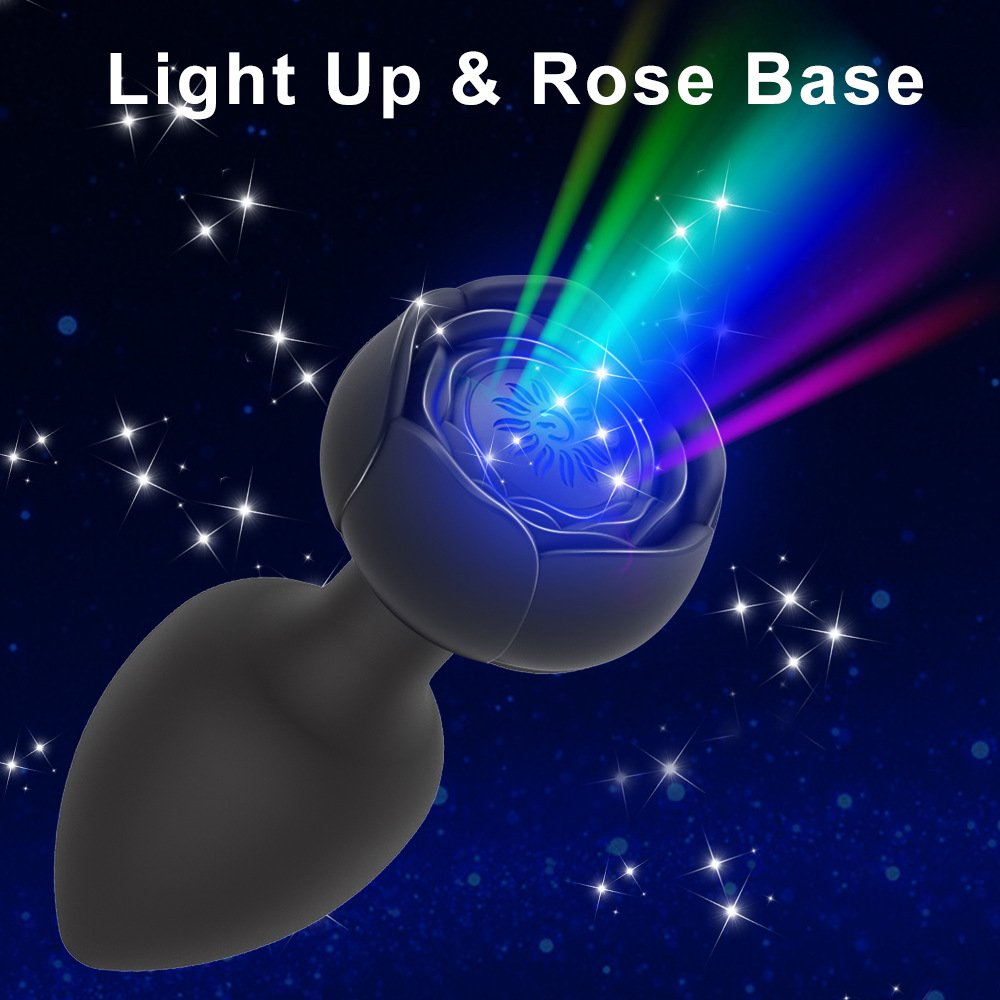 Silicone RC Light Rose Wearable Anal Plugs Training Prostate Massage Rosa butt Plug Adult Sex Toys for Men Women
