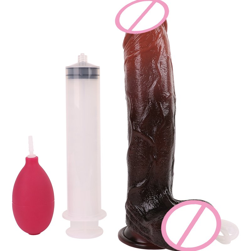 SXXY 9.45'' Realistic Squirting Dildo Liquid Silicone Black Big Anal Plug With Spray Water wholesale Sex Toys For Men Women faak