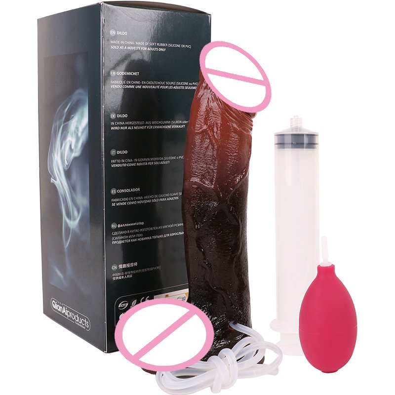 SXXY 9.45'' Realistic Squirting Dildo Liquid Silicone Black Big Anal Plug With Spray Water wholesale Sex Toys For Men Women faak