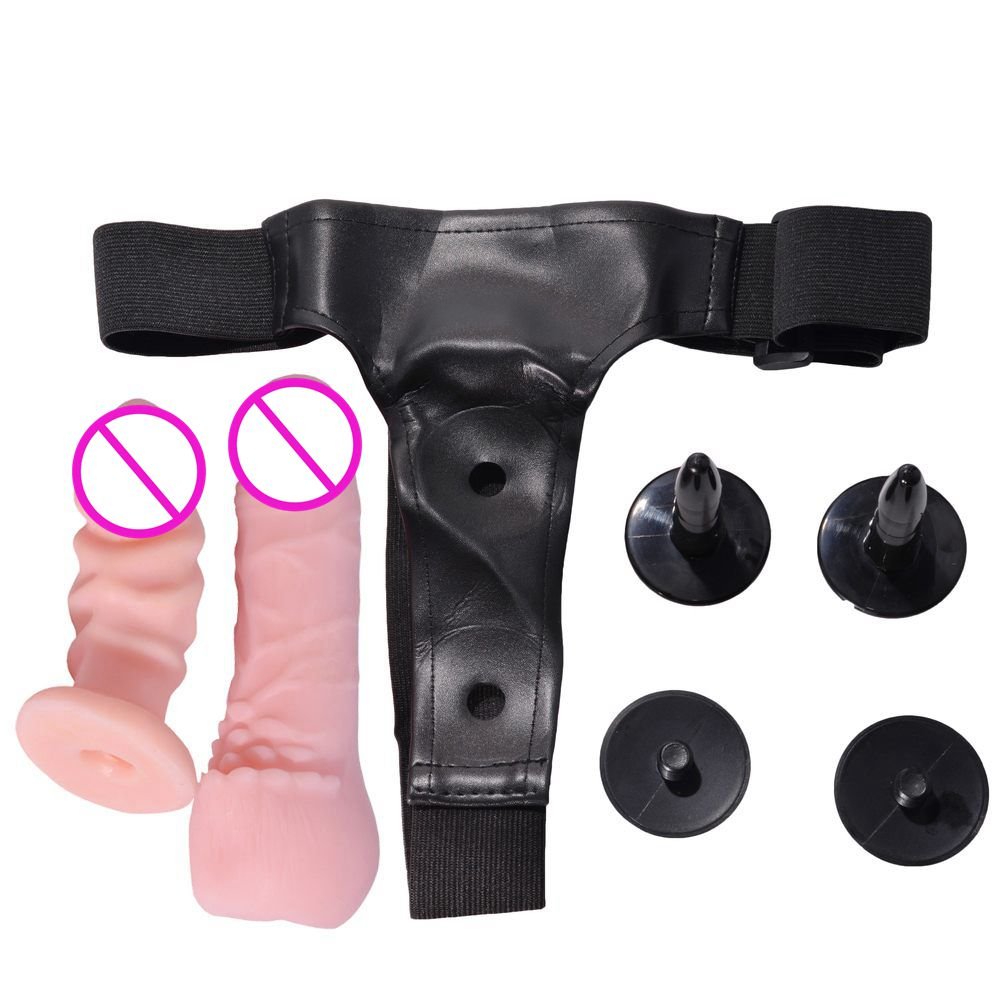 Double Head Strap On Dildo Wearable Harness Panties Double Dong Lesbian Dildo Vagina +Anal Sex Toys For Women Bachelor Party