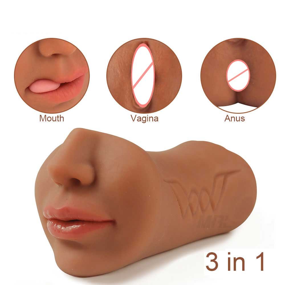 SNK 3 in 1 TPE Realistic Pocket Pussy Toy for men Mouth Vagina Anal Male Masturbator Sex Toys For Men Masturbating