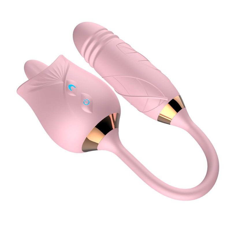 Wholesale Sex Toy 2 in 1 Female Clitoris Vibrator Rose Vibrating Sucker with Anal for women