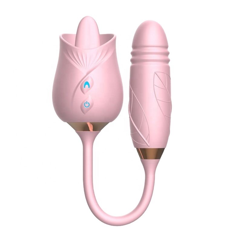 Wholesale Sex Toy 2 in 1 Female Clitoris Vibrator Rose Vibrating Sucker with Anal for women