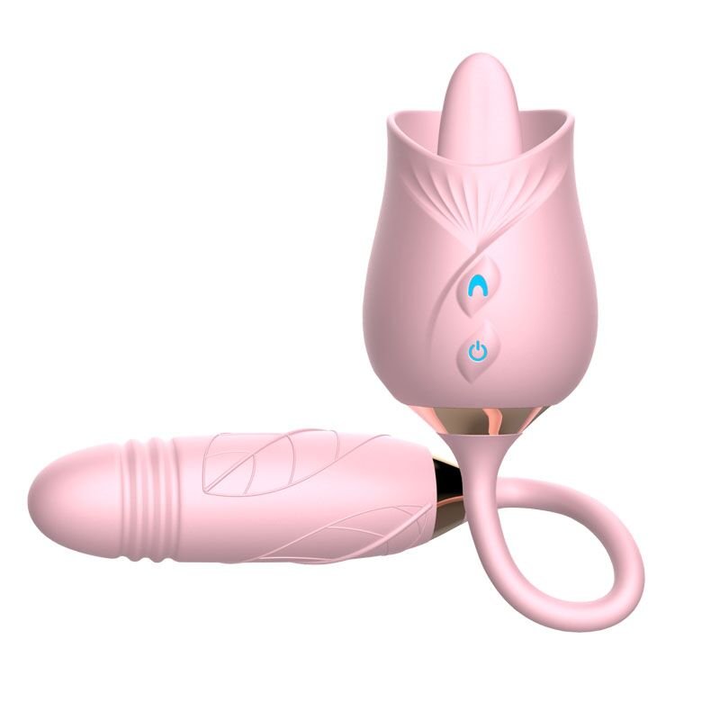 Wholesale Sex Toy 2 in 1 Female Clitoris Vibrator Rose Vibrating Sucker with Anal for women