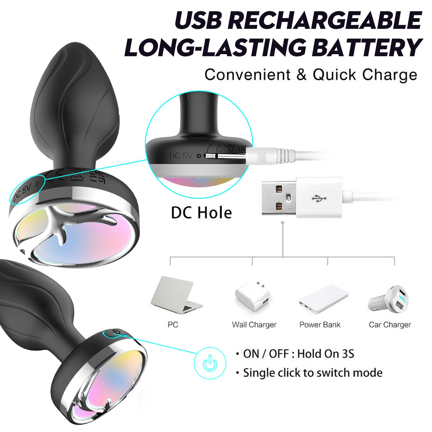 Remote Control Luminous Anal Vibrator Butt Plug Flash Light Sex Toy Led Anal Plug Flashlight Sex Toy For Men