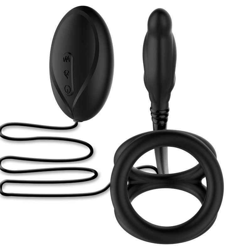 Male Prostata Massage 12 Frequency G-spot Anal Plug Vibrator with Penis Ring Silicone Cock Ring Butt Plug Anal Sex Toys for Men