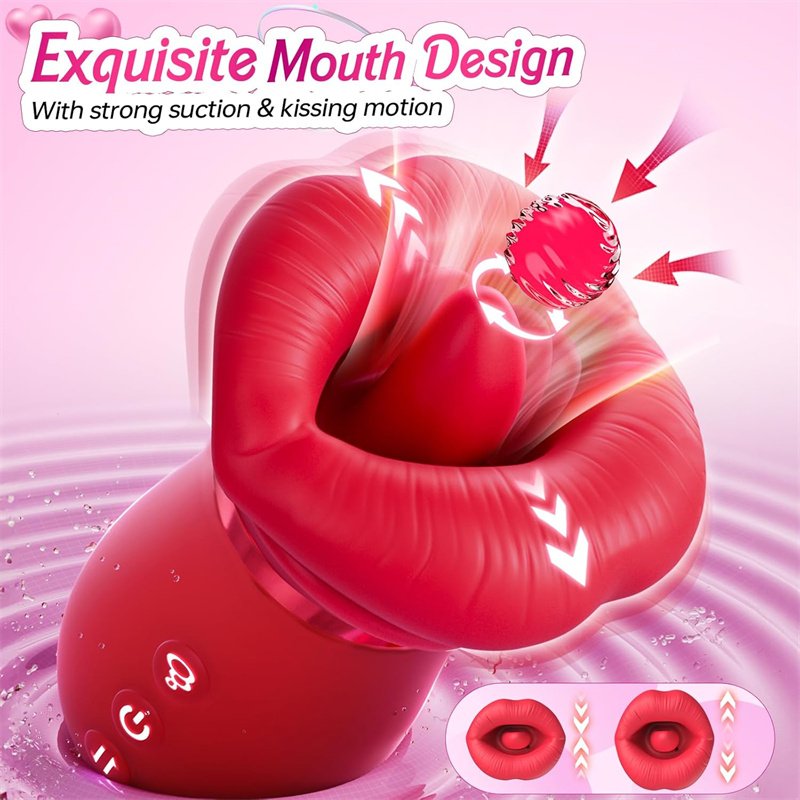 APP Remote Control 4 IN 1 Mouth Sucking Vibrator Rose Sex Toy 10 Tongue Licking Sucking Adult Anal Clit Nipple G Spot Vibrators