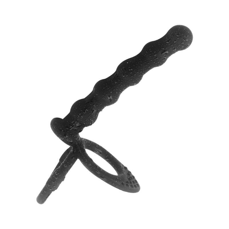 Silicone anal dilatation for men and women with double ring pull bead anal plug