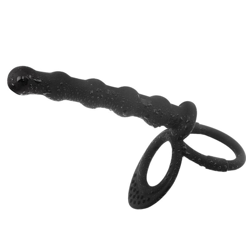 Silicone anal dilatation for men and women with double ring pull bead anal plug