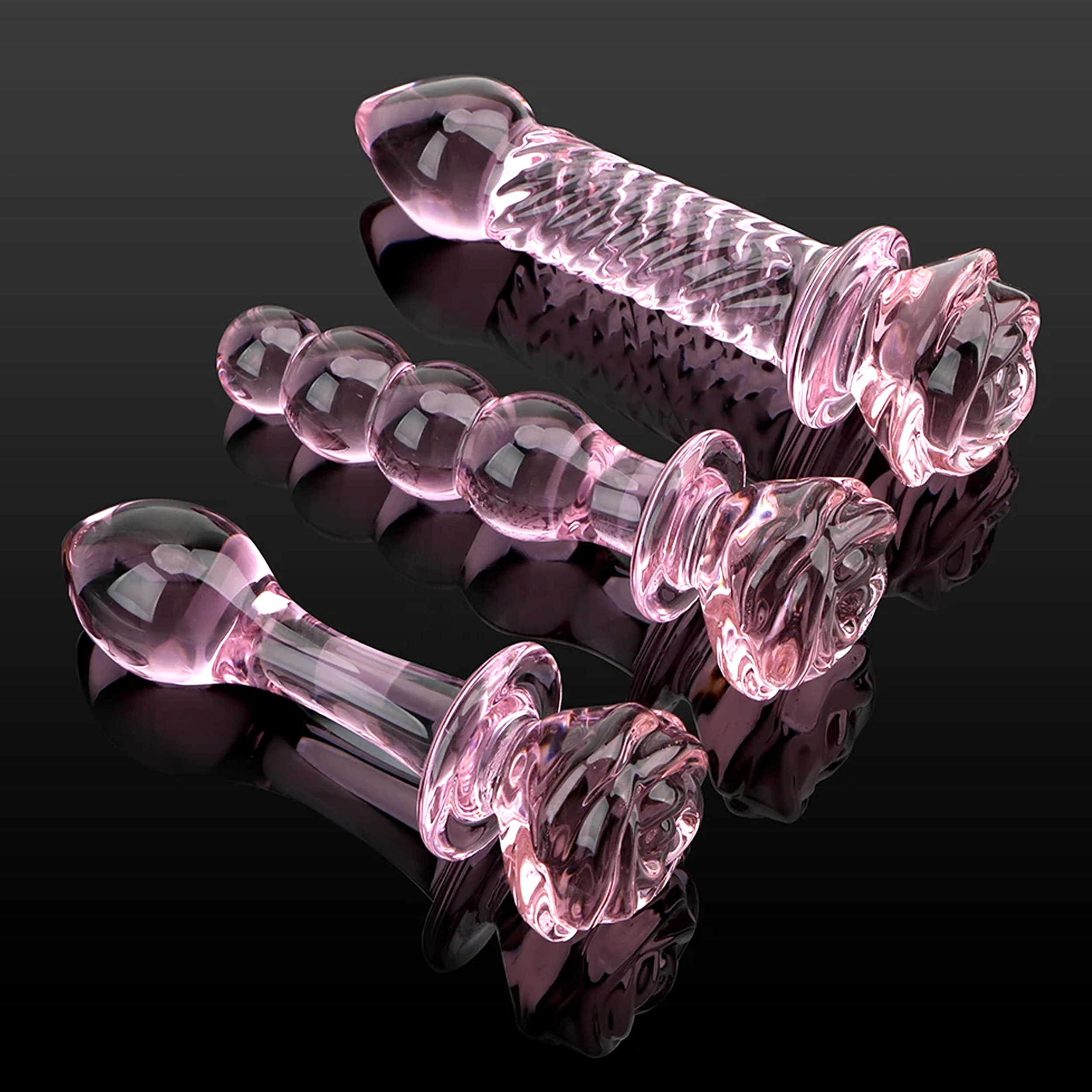 Hot Selling Flower Penis Anal Butt Plug Stimulation Sex Toys Glass Dildo With Rose Anal Plug Crystal Yoni Wand Dildo For Women
