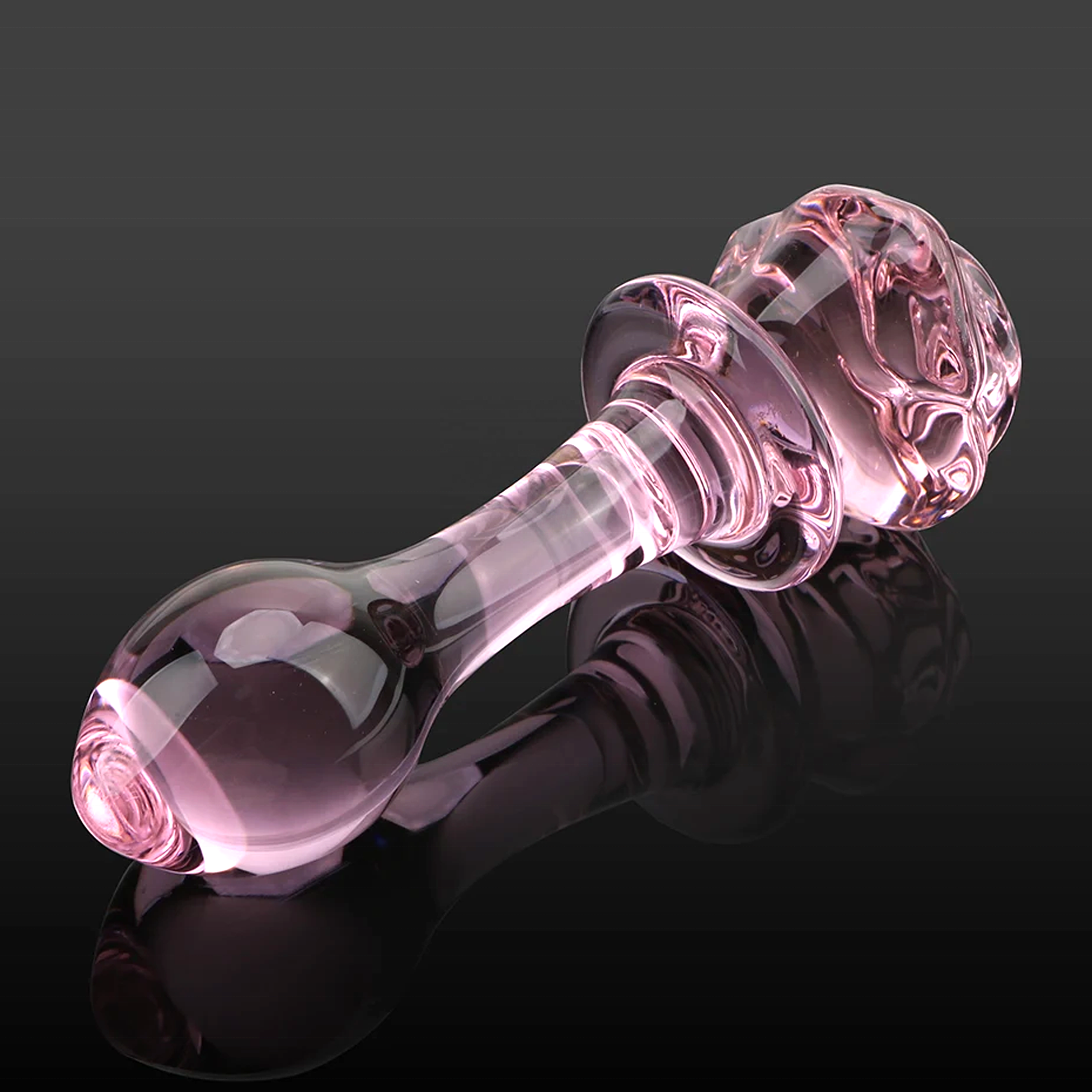 Hot Selling Flower Penis Anal Butt Plug Stimulation Sex Toys Glass Dildo With Rose Anal Plug Crystal Yoni Wand Dildo For Women