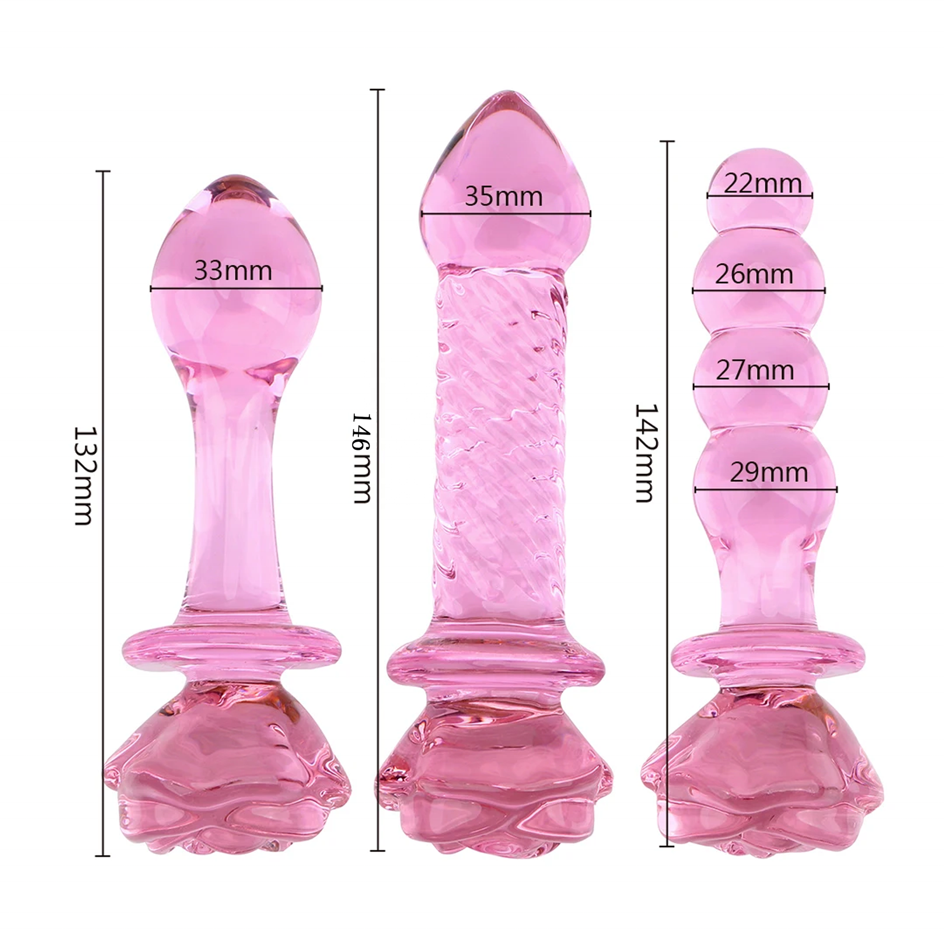 Hot Selling Flower Penis Anal Butt Plug Stimulation Sex Toys Glass Dildo With Rose Anal Plug Crystal Yoni Wand Dildo For Women