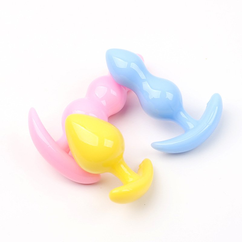 Set of 3 Combination Soft TPE Anal Beads Butt Plug Stimulator Vibrators for Male and Female Sexual Pleasure