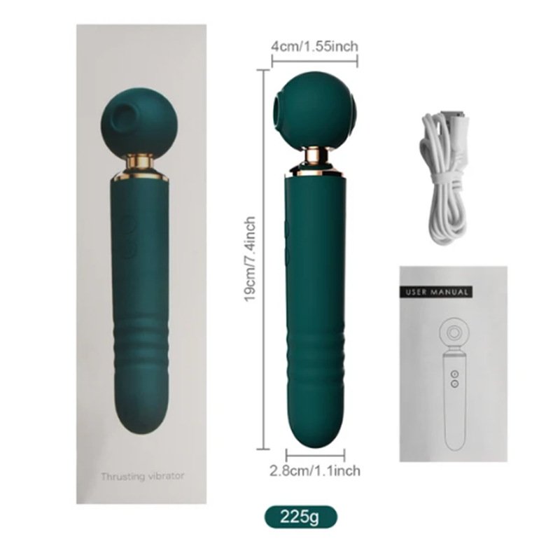 3 In 1 Nipple Clitoral Sucking Vibrator 10 Telescopic Modes Double Stimulation Dildo Wand Vibrator For Women