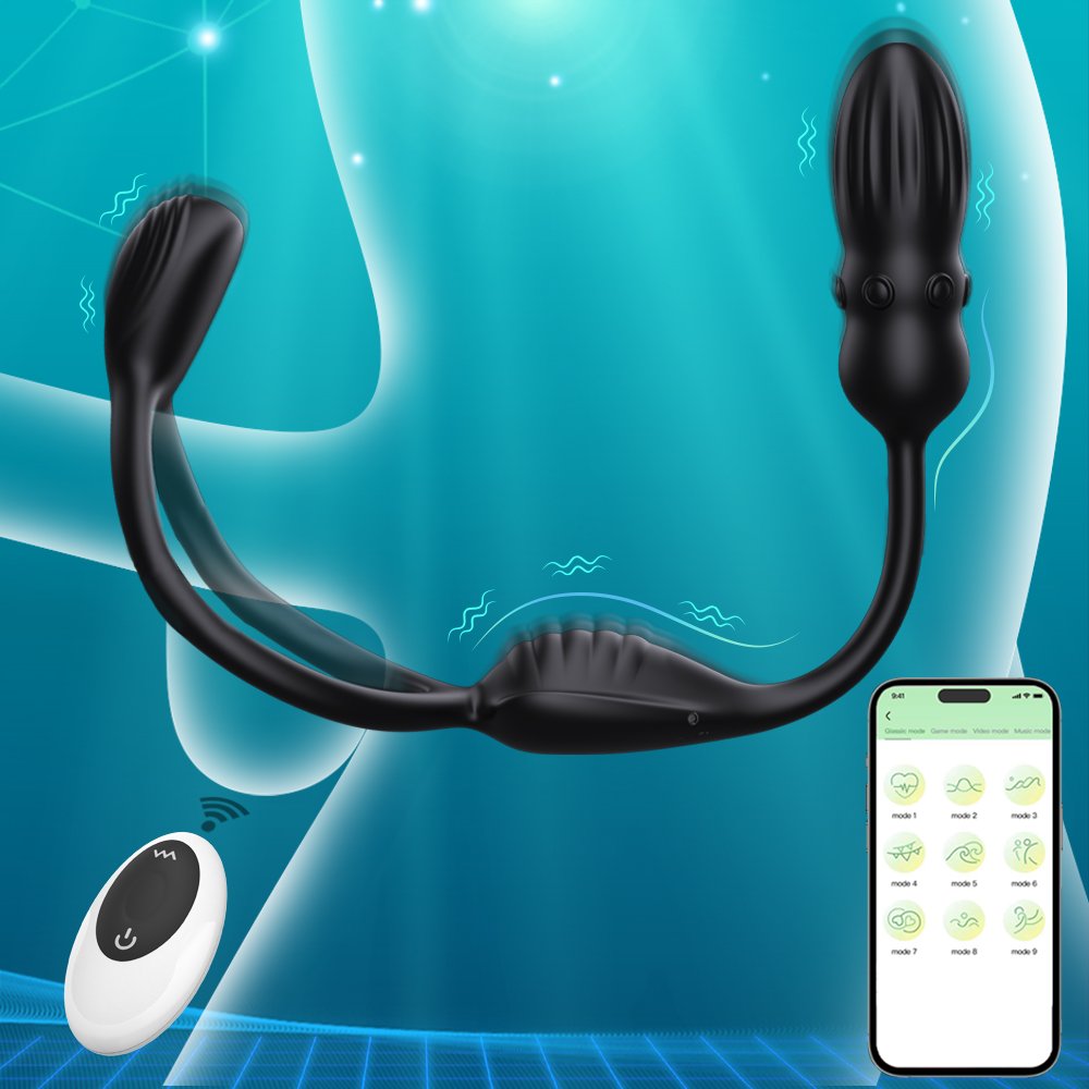 3 in 1 App control Vibrating Cock Ring Anal Butt Plug Vibrator Prostate Massager With Remote 3 Motors Sex Toys For Men