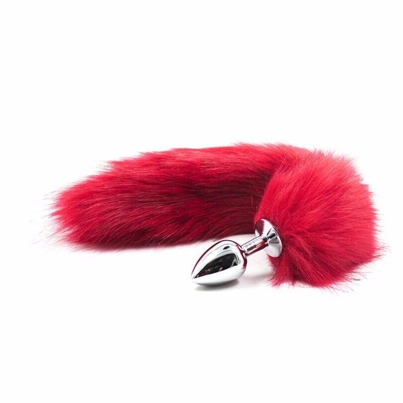 Colorful Long Fox Tail Small Middle Large Butt Plug 3 Dimensions Metal Anal Plug for Male