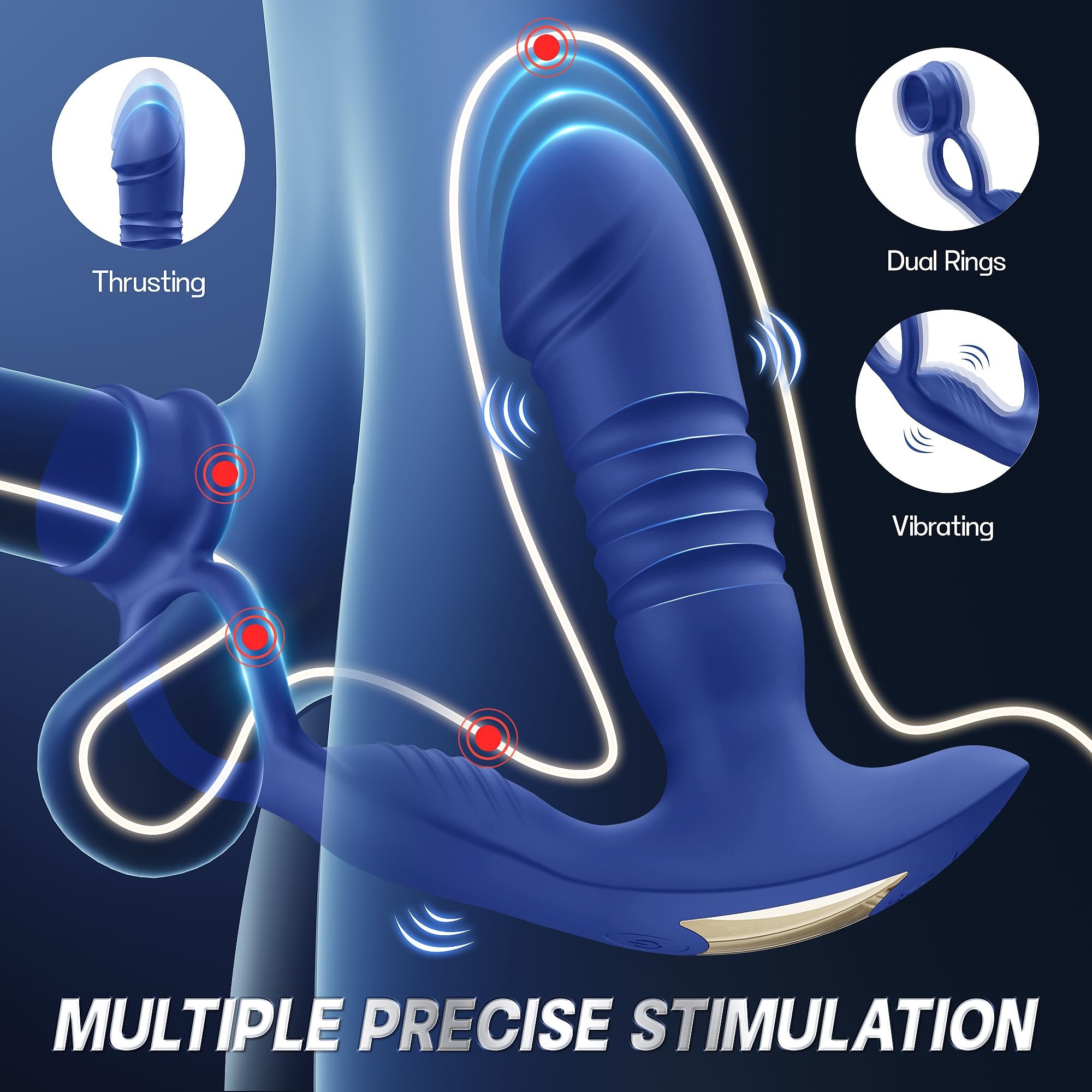 App Remote Control Thrusting Dildo Vibrator Silicone Anal Plug Prostate Massage Cock Ring Vibrating Butt Plug For Men Male