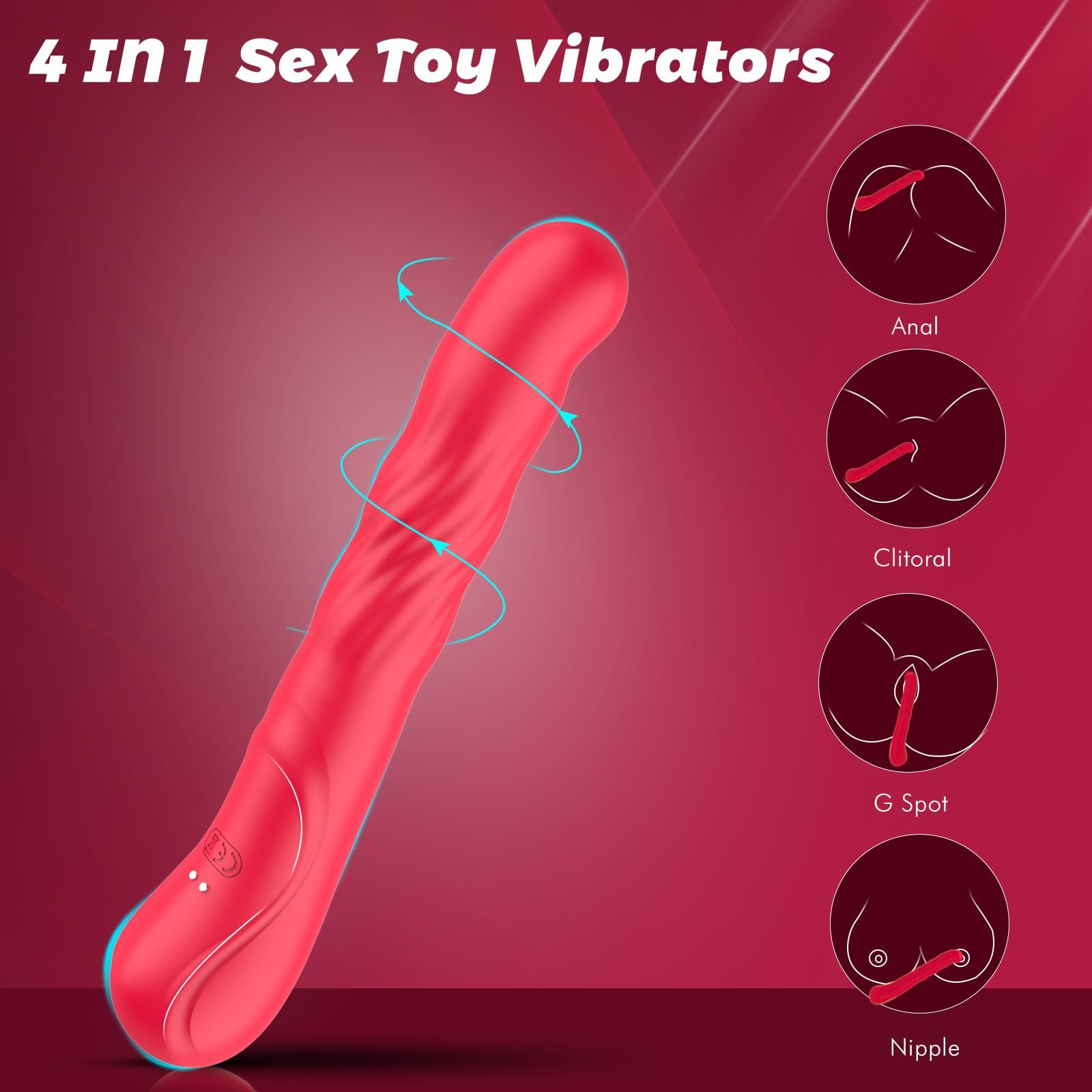 Female Masturbation Clit Nipple Vaginal Stimulation Massager Silicone Flexible Peristaltic Thrusting G Spot Vibrator For Women