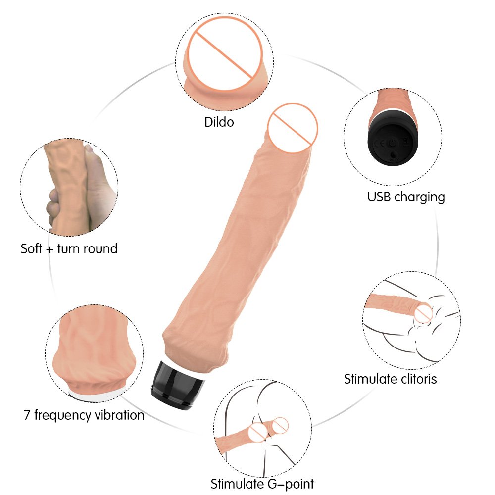 Toparc 7 Vibrating Modes Rechargeable Realistic Dildo Vibrator Clitoral Stimulator Adult Anal Sex Toys
