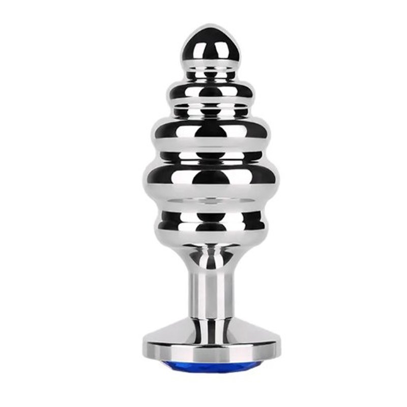 Ribbed Metal Butt Plug Jewelry Anal Sex Toys for Women and Men Fun Sex Games & Toys