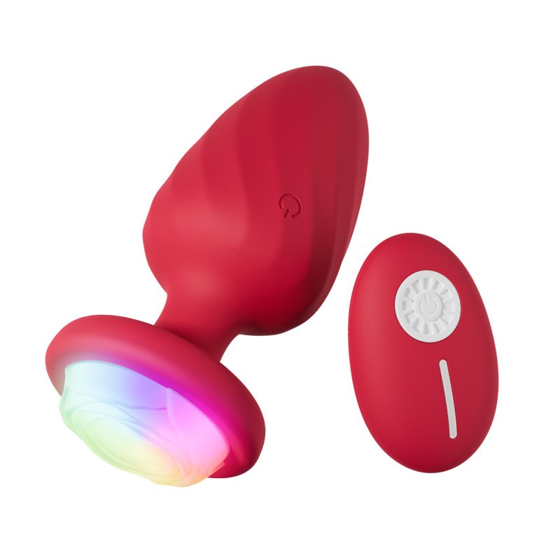 Girls Power Color Changing Rose Vibrator Anal Plug Remote Control Vibrating BDSM Anal Toy Enlarge Anal Dildo Sex Toy