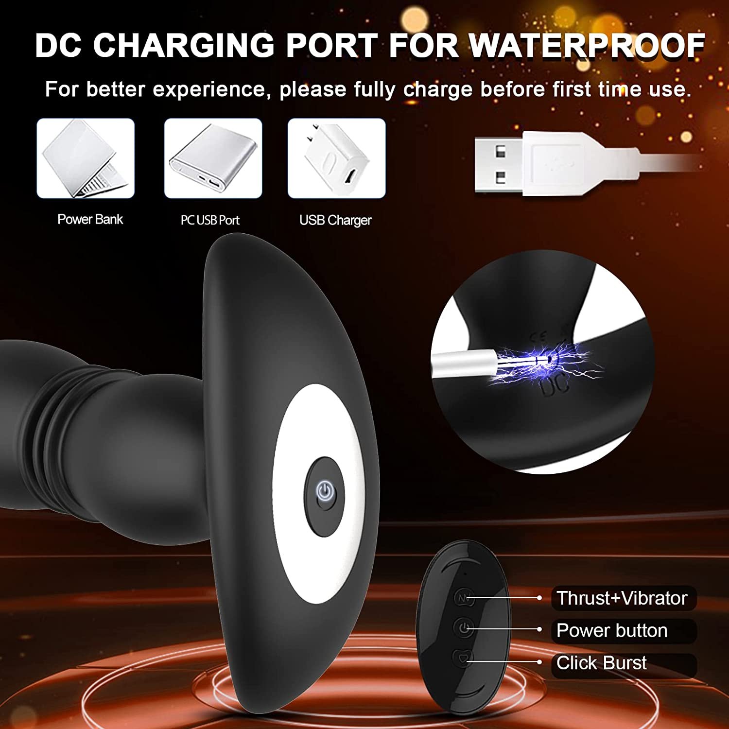 Thrusting Anal Vibrator Anal Sex Toy Remote Control Vibrating Butt Plug G Spot Vibrator Anal Sex Toys for Male and Female