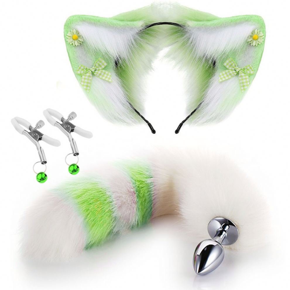 Fox Tail Clip Ears Butt Plug Set Anal Toys Plug Couple Game Play Adult Sex Toy Cosplay Costume for girls and couple