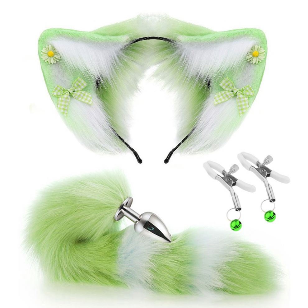 Fox Tail Clip Ears Butt Plug Set Anal Toys Plug Couple Game Play Adult Sex Toy Cosplay Costume for girls and couple
