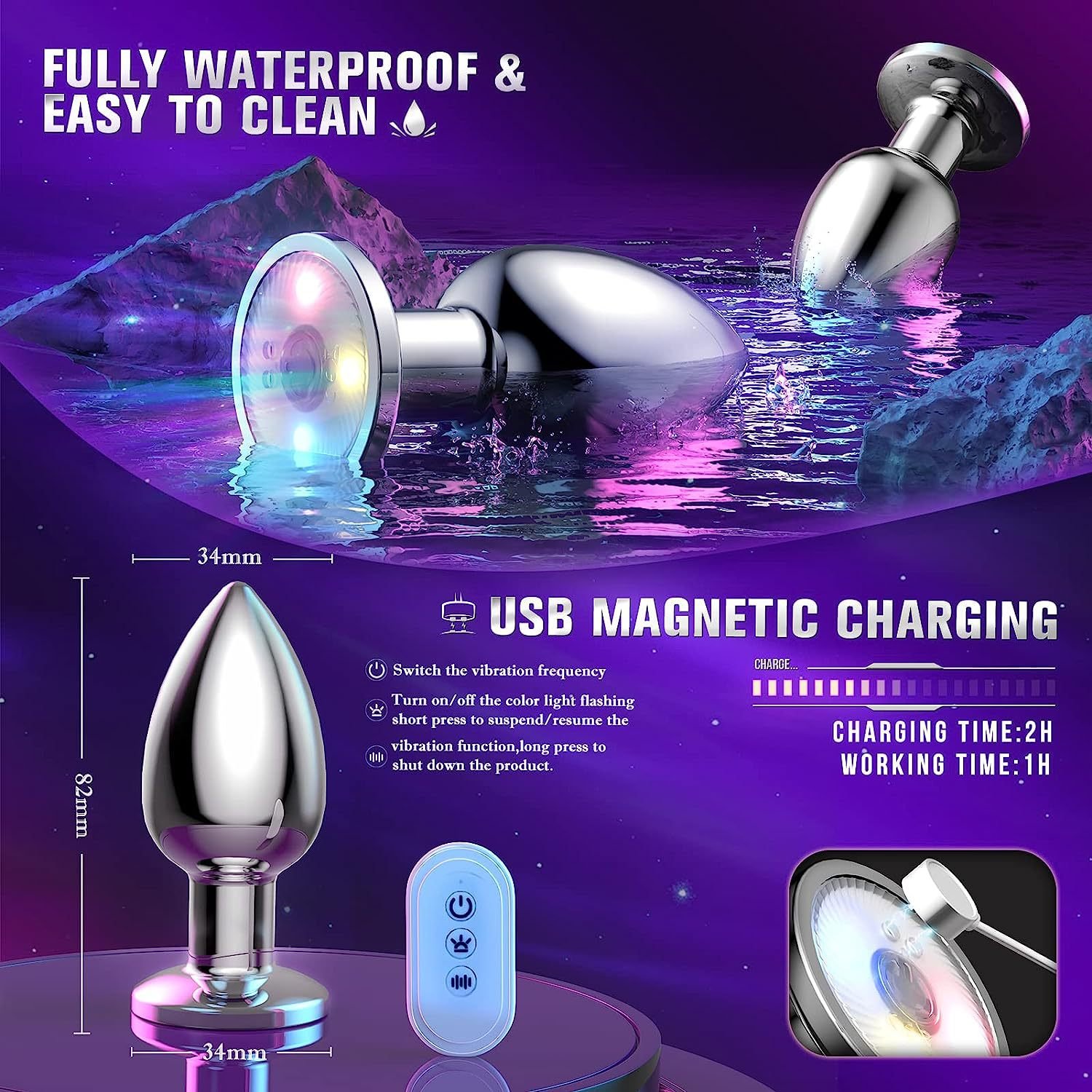 Hot selling app remote control heartshaped anal plug with vibrator masturbation anal vibrator plug for men anal plug