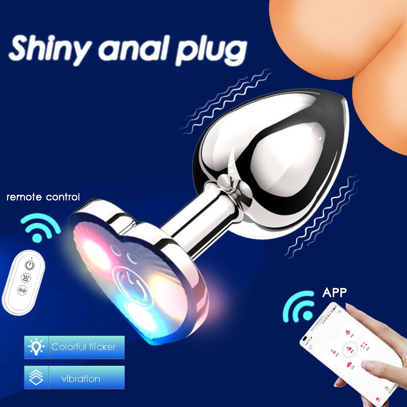 Hot selling app remote control heartshaped anal plug with vibrator masturbation anal vibrator plug for men anal plug