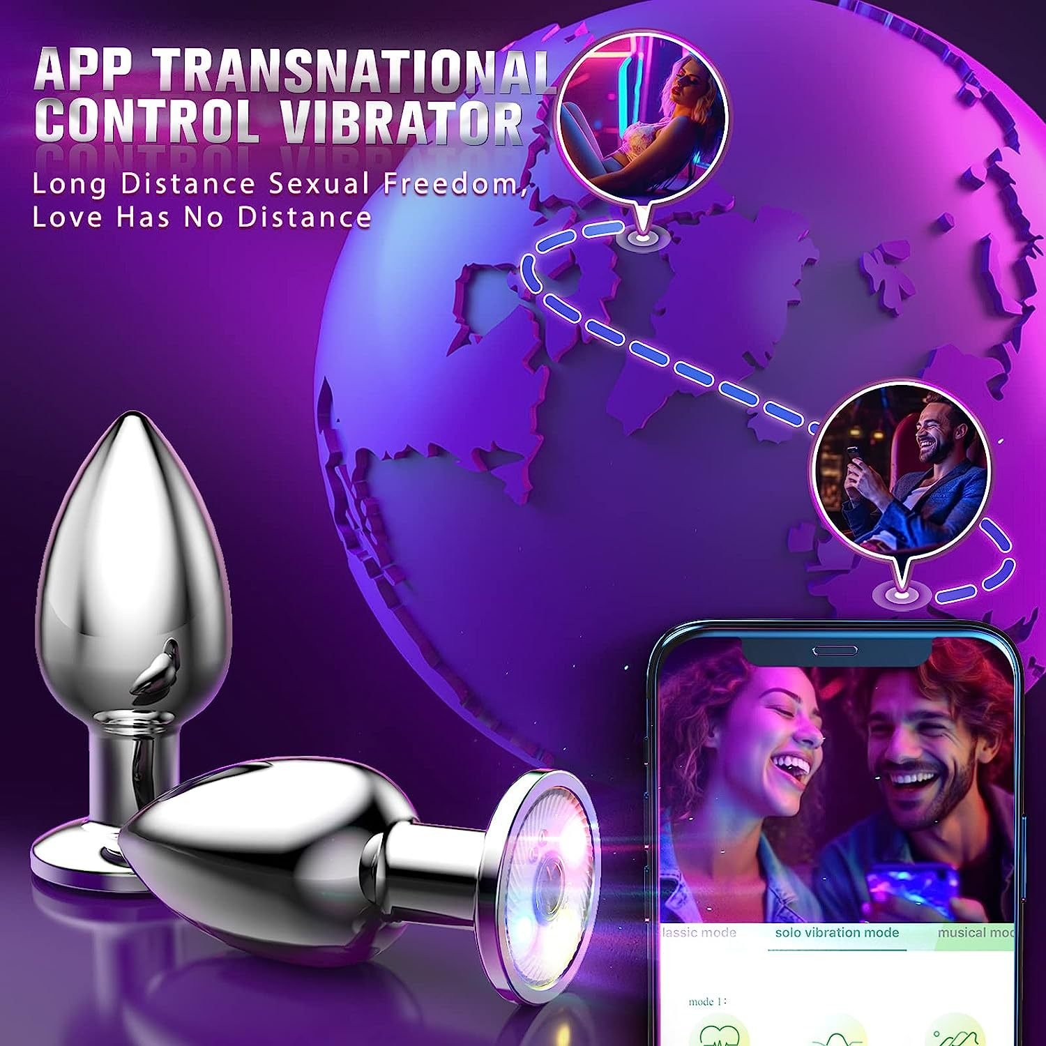 Hot selling app remote control heartshaped anal plug with vibrator masturbation anal vibrator plug for men anal plug
