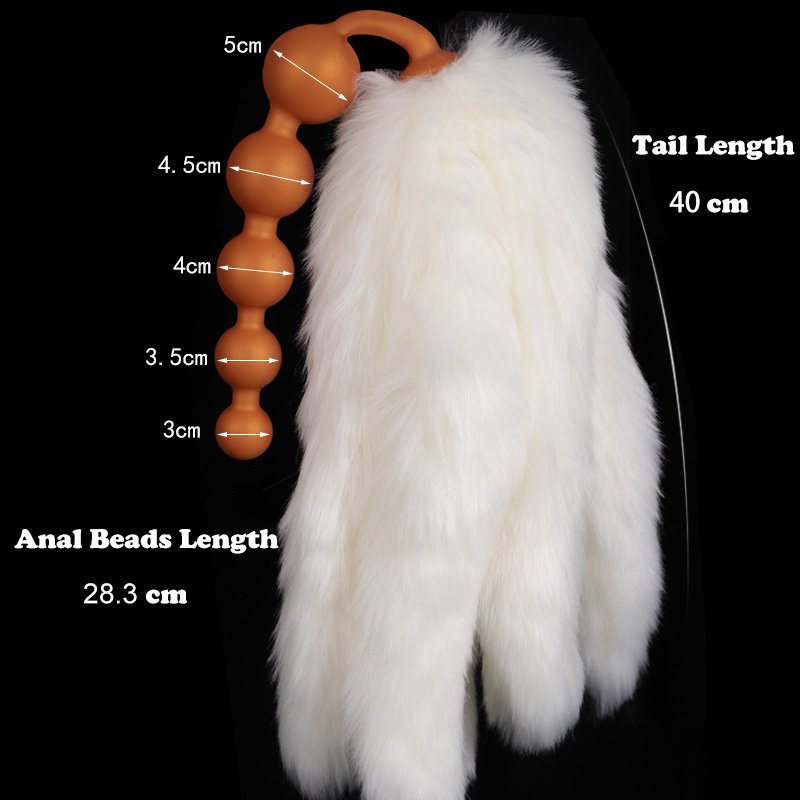 Best Selling Silicone 5 Gradual Anal Beads Plug with Removable Fox Tails Gold Butt Plug Adult Sex Toy For Cosplay