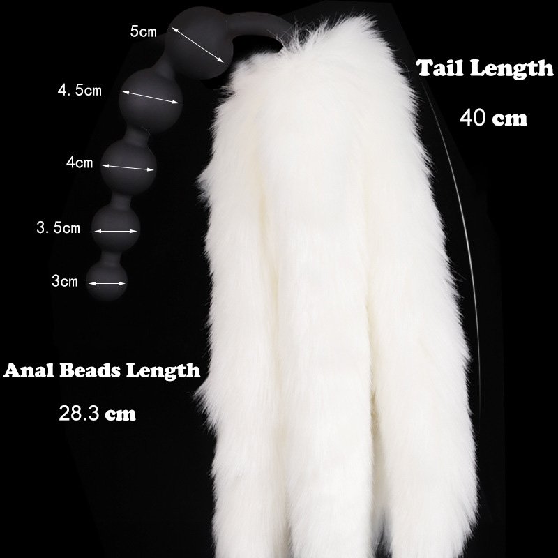 Best Selling Silicone 5 Gradual Anal Beads Plug with Removable Fox Tails Gold Butt Plug Adult Sex Toy For Cosplay