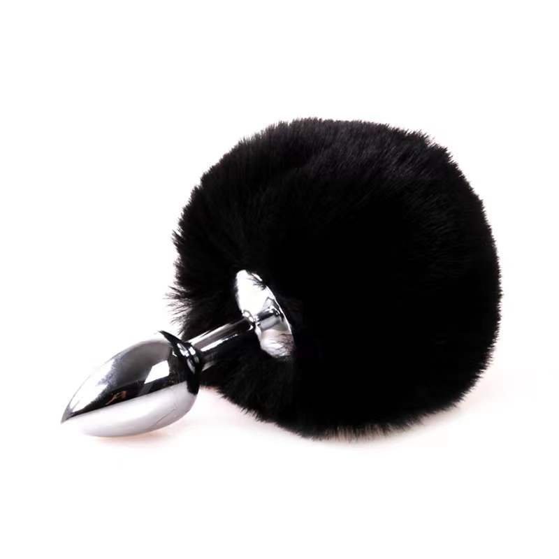 SM Tune Sex Metal Anal Plug with Plush Hair Ball Tail Female Slave Equipment Rabbit Tail Anal Sex Toy