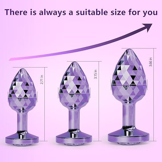 Butt Plug Set Metal Butt Plug Luxury Geometric Design Adult Anal Sex Toys Stimulation Female Male Purple Aluminum Alloy 1pcs SML