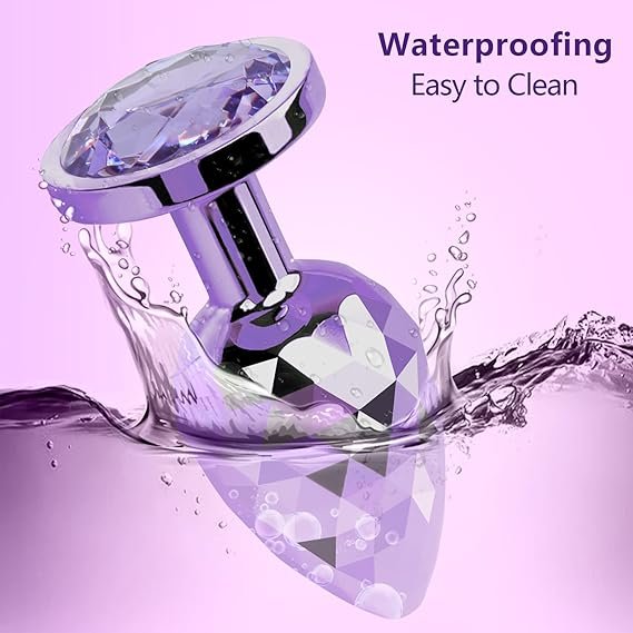 Butt Plug Set Metal Butt Plug Luxury Geometric Design Adult Anal Sex Toys Stimulation Female Male Purple Aluminum Alloy 1pcs SML