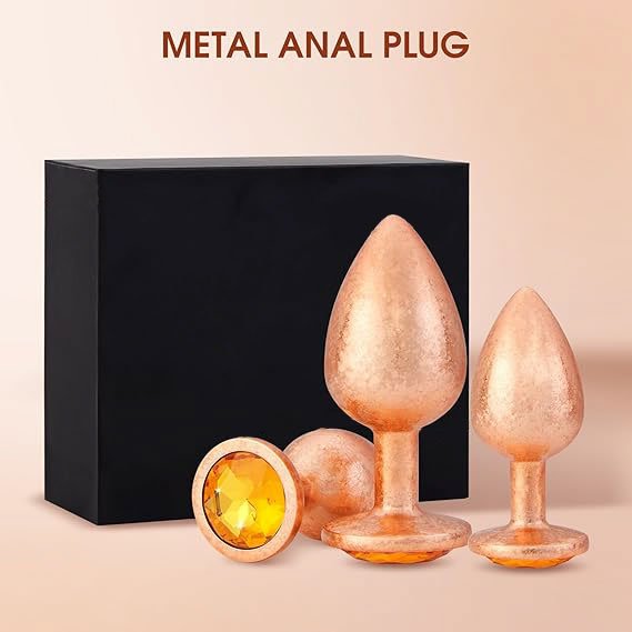 Anal Butt Plug Sex Toy Metal Plated Adult Trainer for Stimulator Prostate Massage Anal Beads for Men Women Gold Aluminium Alloy