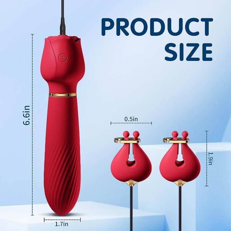 Wholesale Rose Vibrator Breast Clamp Masturbator Female Massage Stick Female Breast Clip Massager Adult Sex Products For Women